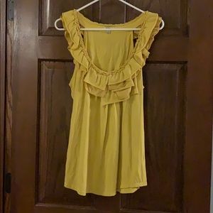 Anthropologie ruffle tank mustard yellow L